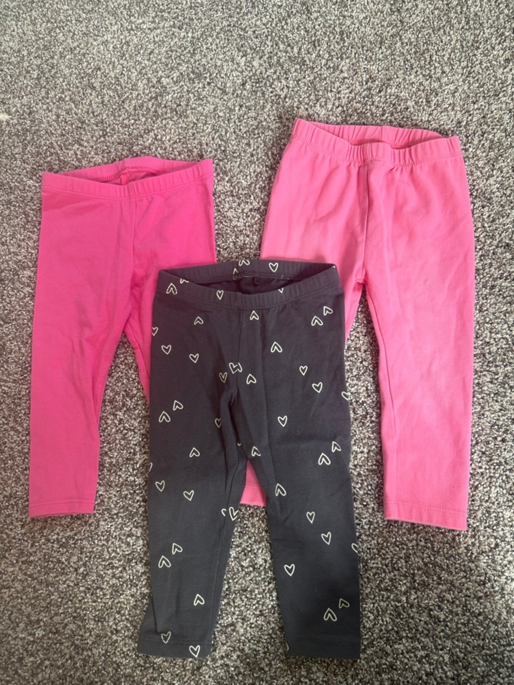 Cat & Jack Toddler Girl Pink and Black Heart Print Girls' Legging Bundle 18mo